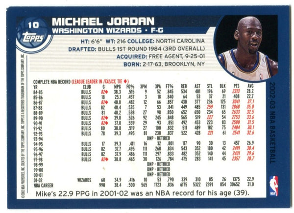 Michael Jordan 2002 Topps #10 Card