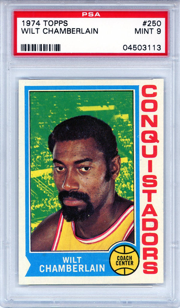 Wilt Chamberlain 1974 Topps Card #250 (PSA Mint 9)