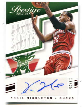 Khris Middleton 2013-14 Panini Prestige Bonus Shots #21 Auto Card /25