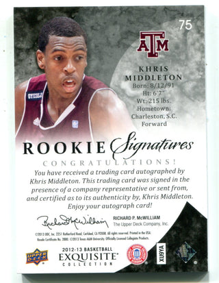 Khris Middleton 2012-13 Upper Deck Exquisite #75 Rookie Signatures /199