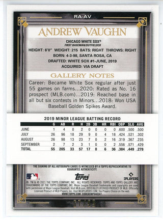 Andrew Vaughn Autographed 2021 Topps Gallery Green Rookie Card #RA-AV