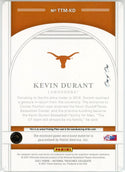 Kevin Durant 2021 Panini National Treasures Collegiate Patch Printing Plate Card #TTM-KD