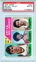 ABA 2pt FG PCT Leaders 1975 Topps Card #222 (PSA Mint 9)