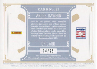 Andre Dawson 2012 Panini National Treasures Autographed Card