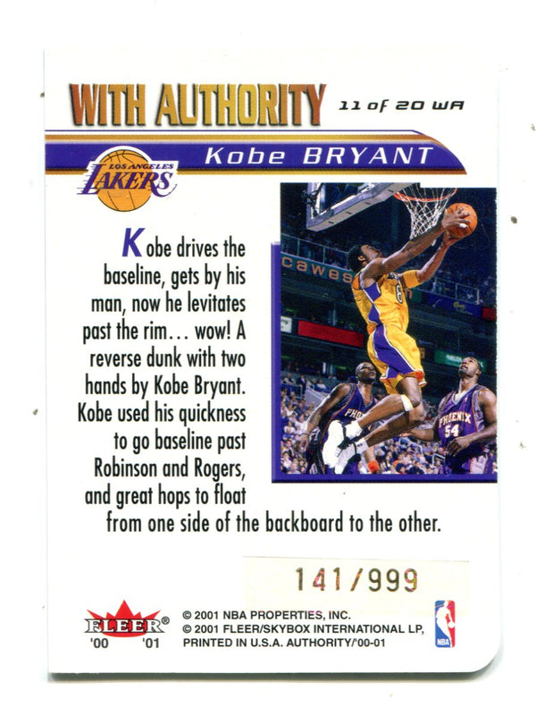 Kobe Bryant 2001 Fleer With Authority #11 Card /999