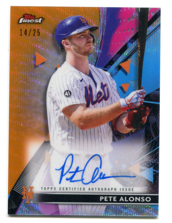 Pete Alonso 2021 Topps Finest Orange Wave #FAPA Auto Card /25