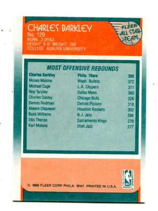 Charles Barkley 1988 Fleer All-Star #129 Card