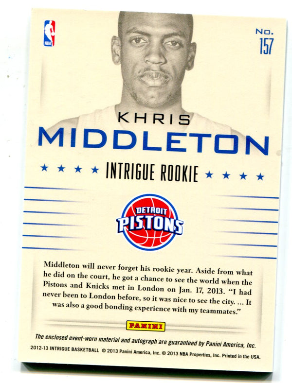 Khris Middleton 2013-14 Panin Intrigue #157 Autographed Patch Card