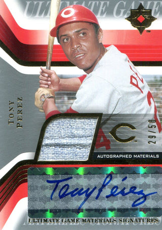 Tony Perez Autographed/Worn Jersey Upper Deck 29/50