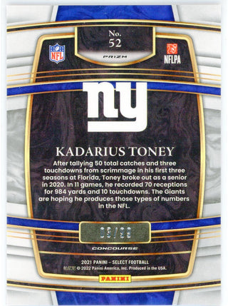 Kadarius Toney 2021 Panini Select Red Prizm Rookie Card #52