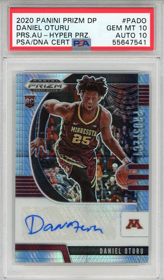 Daniel Oturu Autographed 2020 Panini Prizm DP Prospect Hyper Prizm Rookie Card #PADO (PSA 10/10)