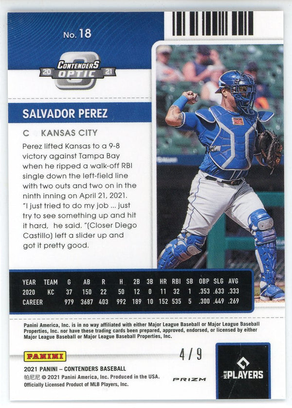 Salvador Perez 2021 Panini Contenders Optic Prizm Card #18