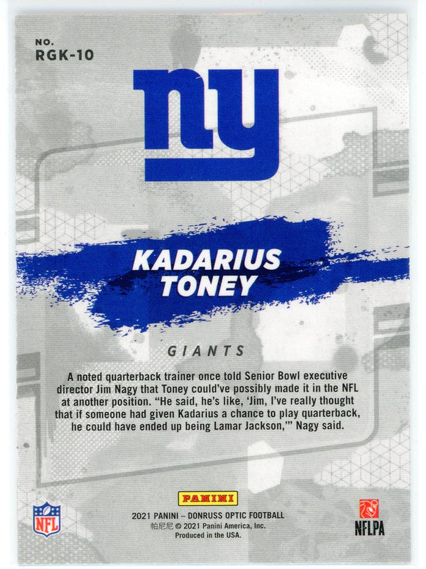 Kadarius Toney 2021 Panini Donruss Optic Gridiron Kings Rookie Card #RGK-10