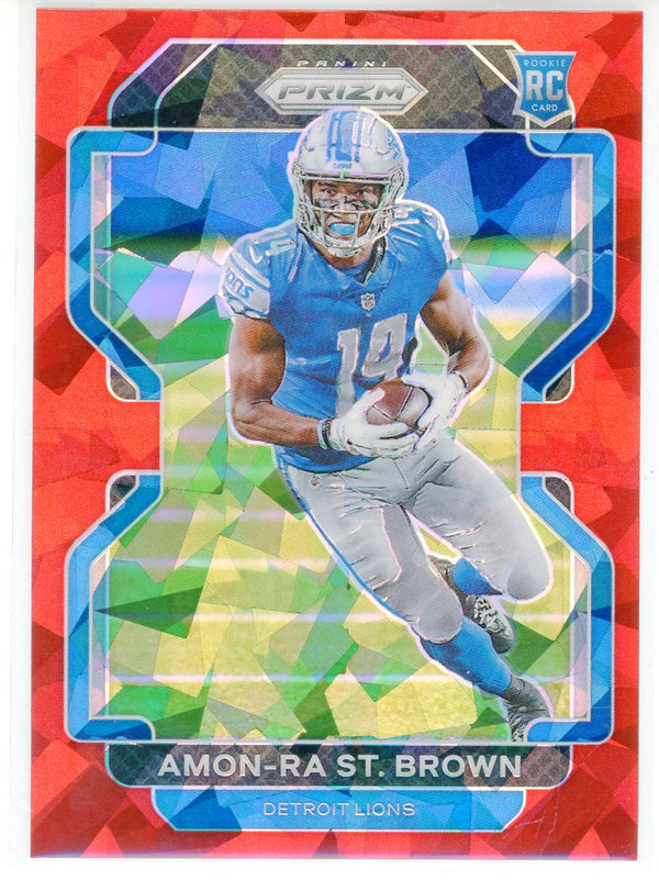 Amon-Ra St. Brown 2021 Panini Prizm Red Cracked Ice Rookie Card #358