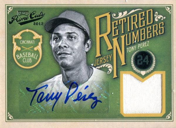 Tony Perez Autographed 2012 Panini Playoff Prime Cuts Jersey Card