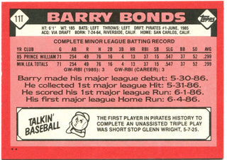 Barry Bonds 1986 Topps Rookie Card #111