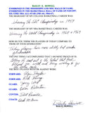 Bailey Howell Autographed Hand Filled Out Survey Page (JSA)