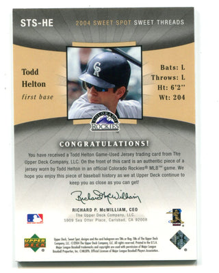 Todd Helton 2004 Upper Deck #STSHE Thread Jersey Card