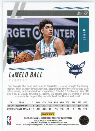 LaMelo Ball 2020-21 Panini Chronicles Prestige Rookie Card #72