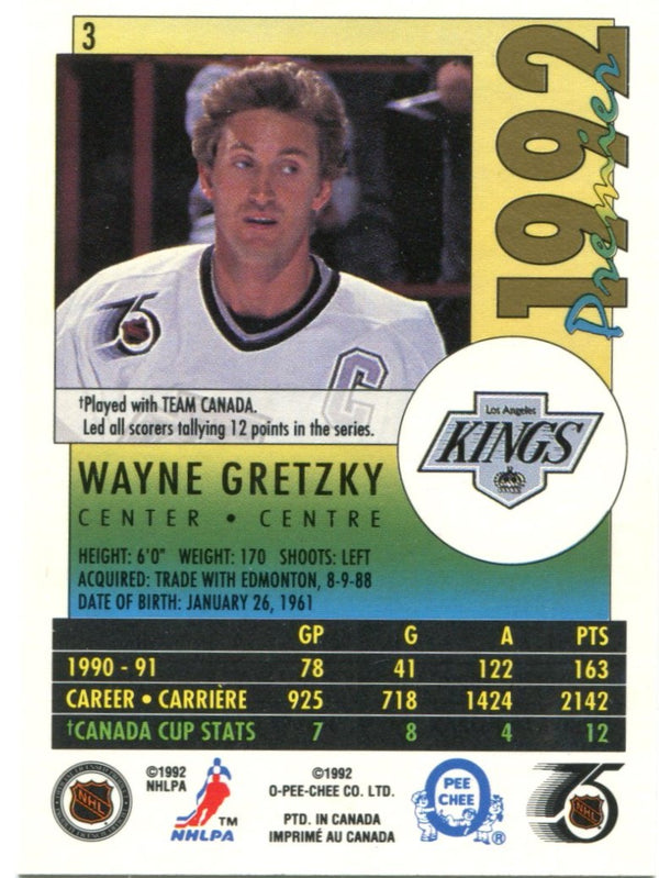 Wayne Gretzky 1992 O-Pee-Chee Card #3