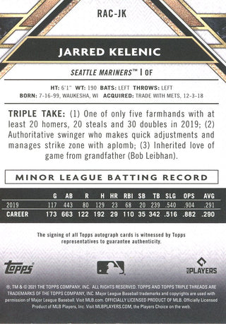 Jarred Kelenic 2021 Topps Autographed Rookie Card #1/25