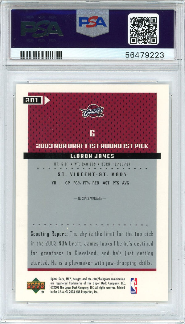 LeBron James 2003 Upper Deck MVP Rookie Card #201 (PSA)