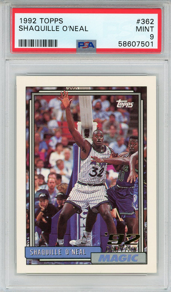 Shaquille O'Neal 1992 Topps Rookie Card #362 (PSA Mint 9)