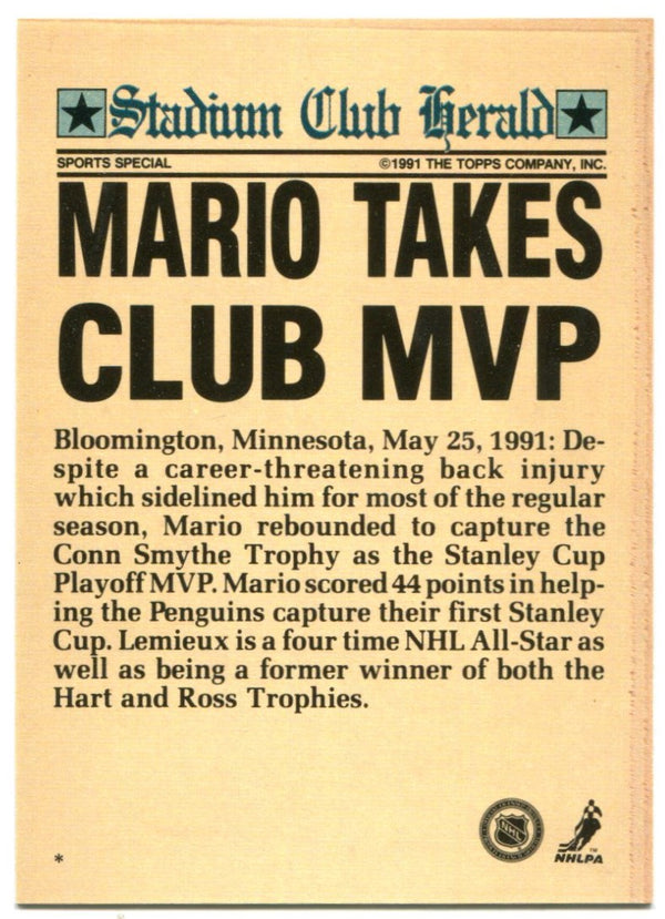 Mario Lemieux Topps Stadium Club 1991