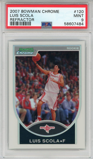 Luis Scola 2007 Bowman Chrome Refractor Card #120 (PSA Mint 9)