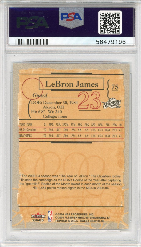 LeBron James 2004 Fleer Sweet Sigs Card #75 (PSA)