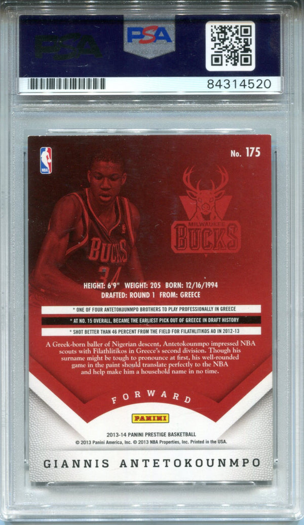 Giannis Antetokounmpo Autographed 2013-14 Panini Prestige Rookie Card (PSA)