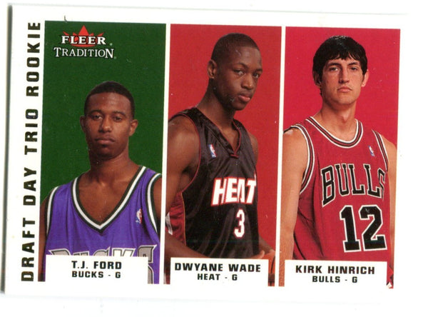 Dwyane Wade/Ford/Hinirch 2003 Fleer Tradition Draft Day Trio #296 Card /375