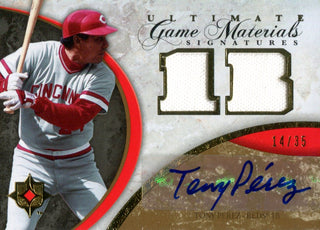 Tony Perez Autographed 2006 Upper Deck Ultimate Collection Game Materials Jersey Card