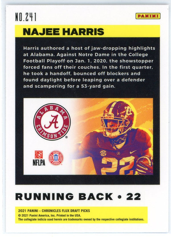 Najee Harris 2021 Panini Chronicles Flux Draft Picks Rookie Card #241