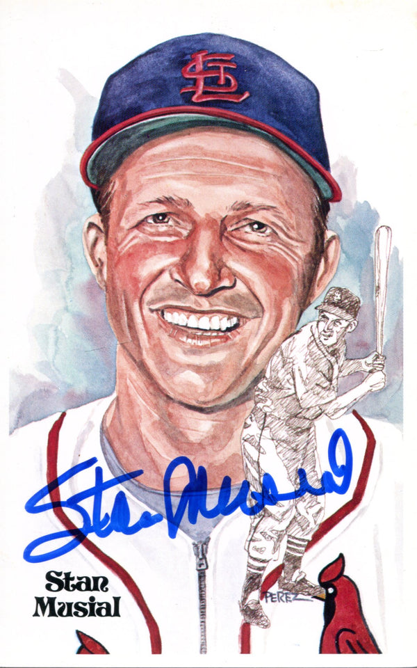 Stan Musial Autographed Perez Steele Postcard (JSA)