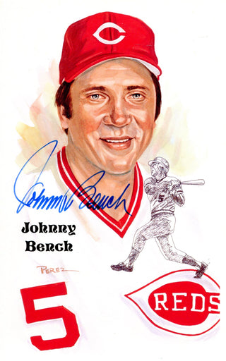 Johnny Bench Autographed Perez Steele Postcard (JSA)