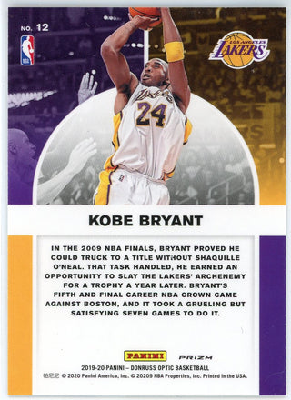 Kobe Bryant 2019-20 Panini Donruss Optic Winner Stays Insert Prizm Card #12