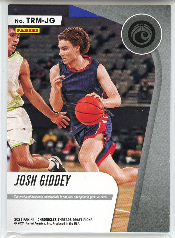 Josh Giddey 2021 Panini Chronicles Threads Draft Picks Rookie Memorabilia Patch Card #TRM-JG