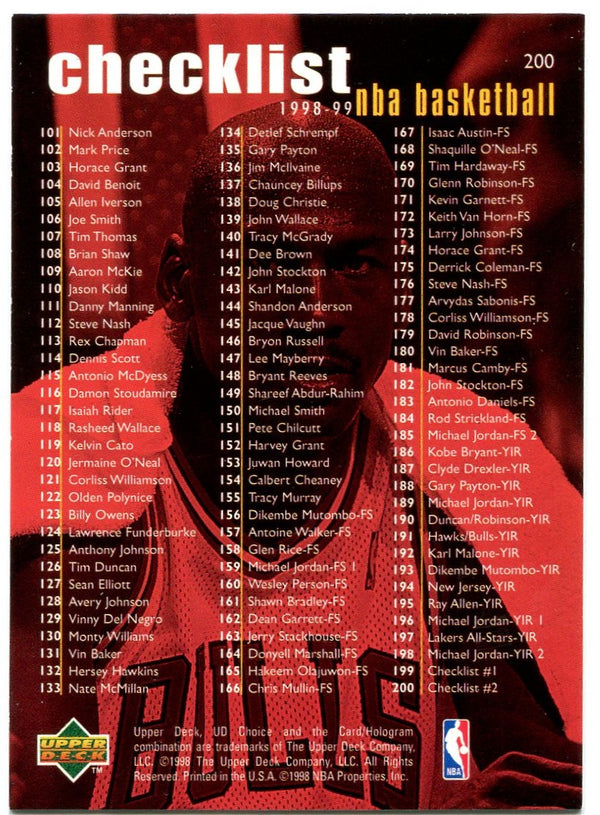 Michael Jordan Chicago Bulls Upper Deck Checklist