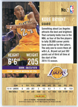 Kobe Bryant 2014-15 Panini Paramount Card #2