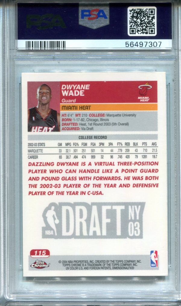 Dwyane Wade 2003 Topps Chrome #115 PSA NM-MT 8 Card