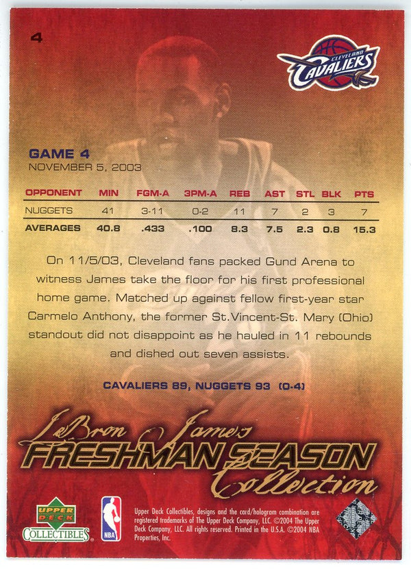 LeBron James 2004 Upper Deck Freshman Season Collection Card #4