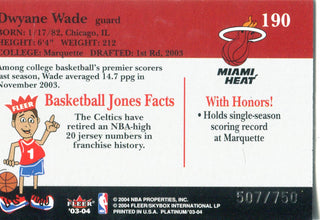 Dwyane Wade 2004 Fleer Card 507/750