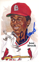 Lou Brock Autographed Perez Steele Postcard (JSA)