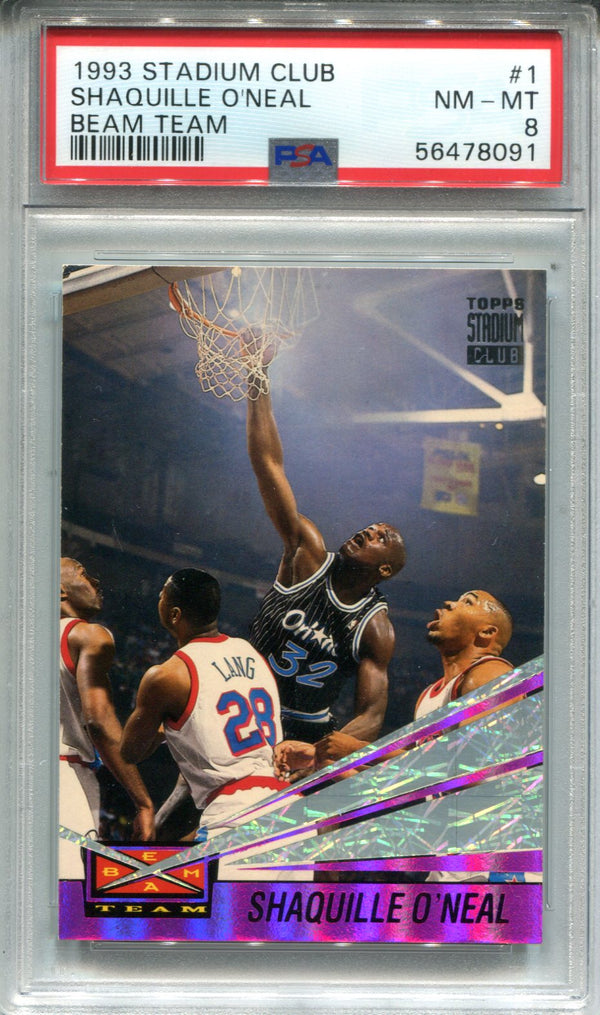 Shaquille O`Neal 1993 Topps Stadium Club Beam Team #1 PSA NM-MT 8 Card