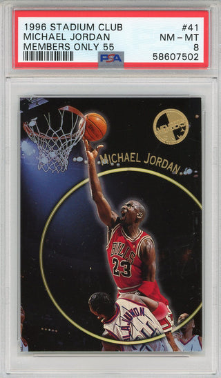 Michael Jordan 1996 Topps Stadium Club Members Only 55 Card #41 (PSA NM-MT 8)