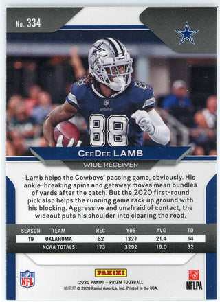 CeeDee Lamb 2020 Panini Prizm Rookie Card #334