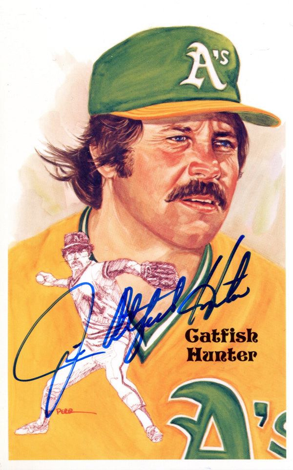 Jim Catfish Hunter Autographed Perez Steele Postcard (JSA)