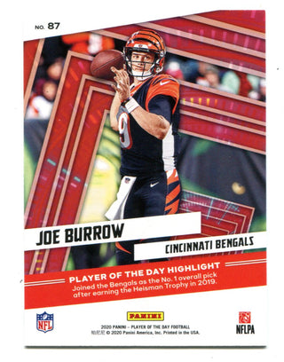 Joe Burrow 2020 Panini #87 Player of the day Foil RC