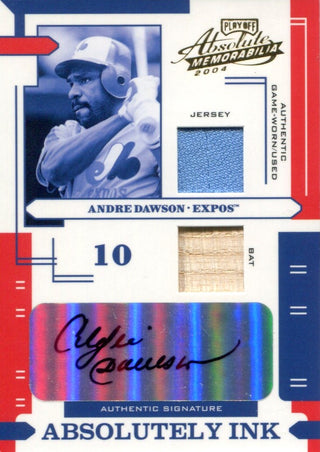 Andre Dawson Autographed 2004 Donruss Playoff Absolute Memorabilia Jersey/Bat Card